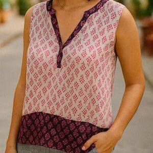 Boden Pink Mixed Print Sleeveless Blouse Size 8